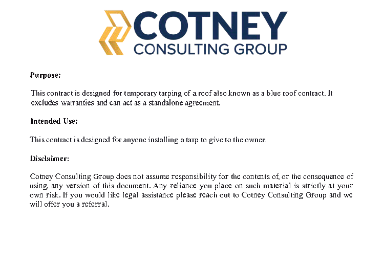 tarp act Temporary Tarping/Blue Roof Contract – COTNEY CONSULTING GROUP